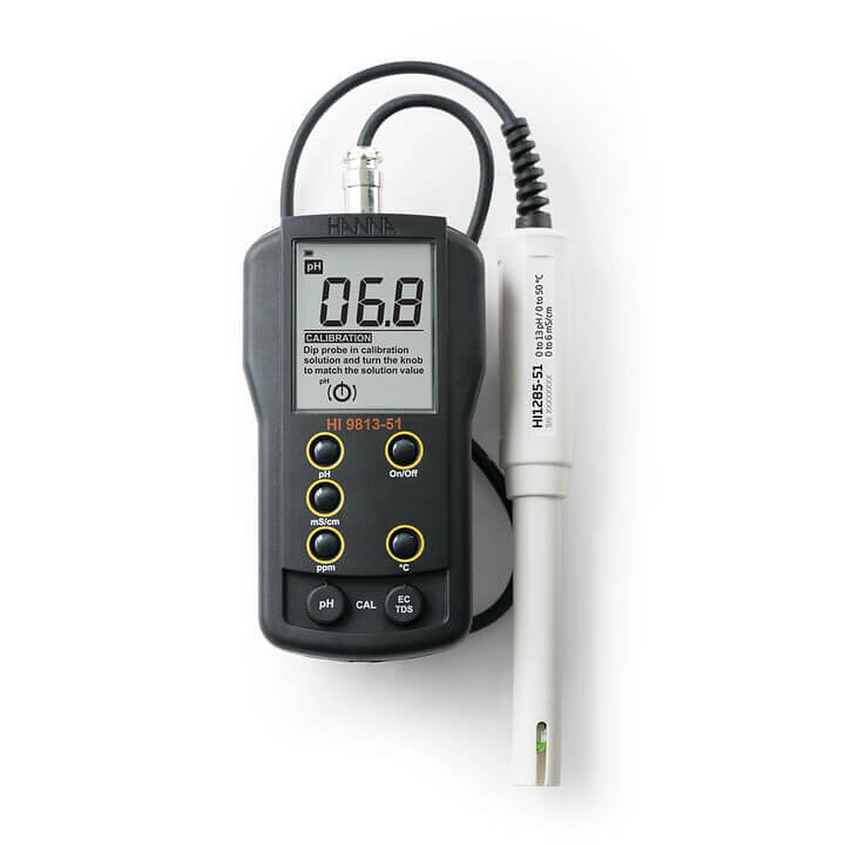 Medidor pH/CE/TDS/temperatura con CAL Check y electrodo